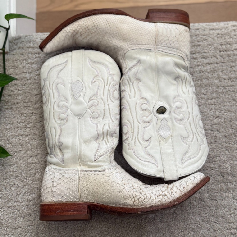 Los Altos Boots Men 9 Ee White Python Leather Cow… - image 5